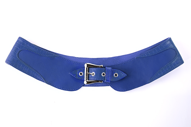 Electric blue women's dress belt, matching pumps and bags. Made to measure. Rear view - Florence KOOIJMAN